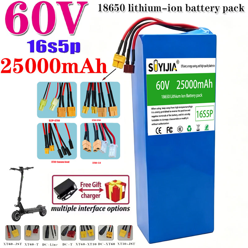 60V 30Ah Electric Scooter Battery - Batteria al Litio per Moto, Scooter